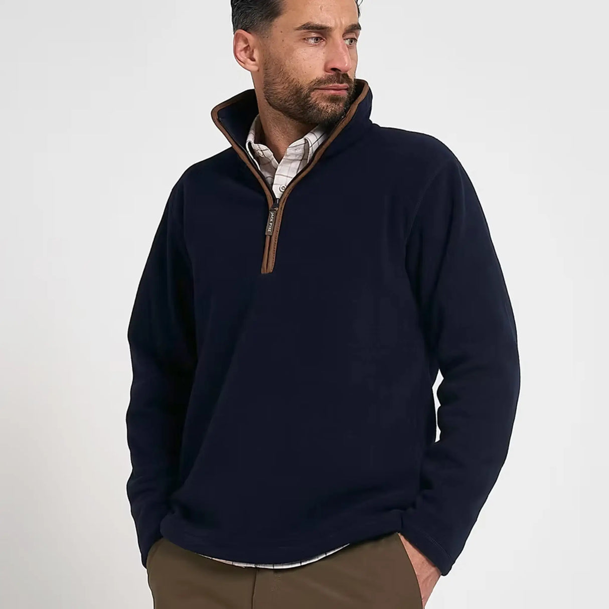 Jack Pyke Countryman Fleece Pullover in navy blue from the front on white background