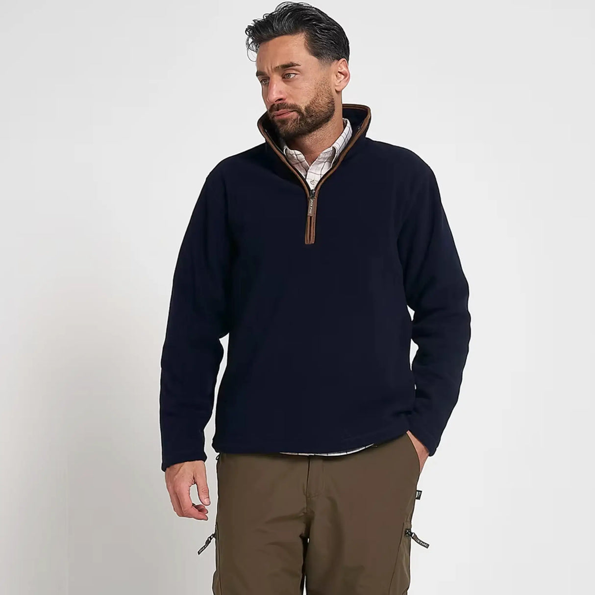 Jack Pyke Countryman Fleece Pullover in navy blue from the front on white background