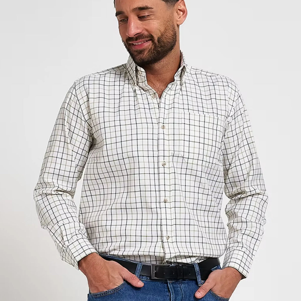 Jack Pyke Countryman Shirt in green check from the front on white background