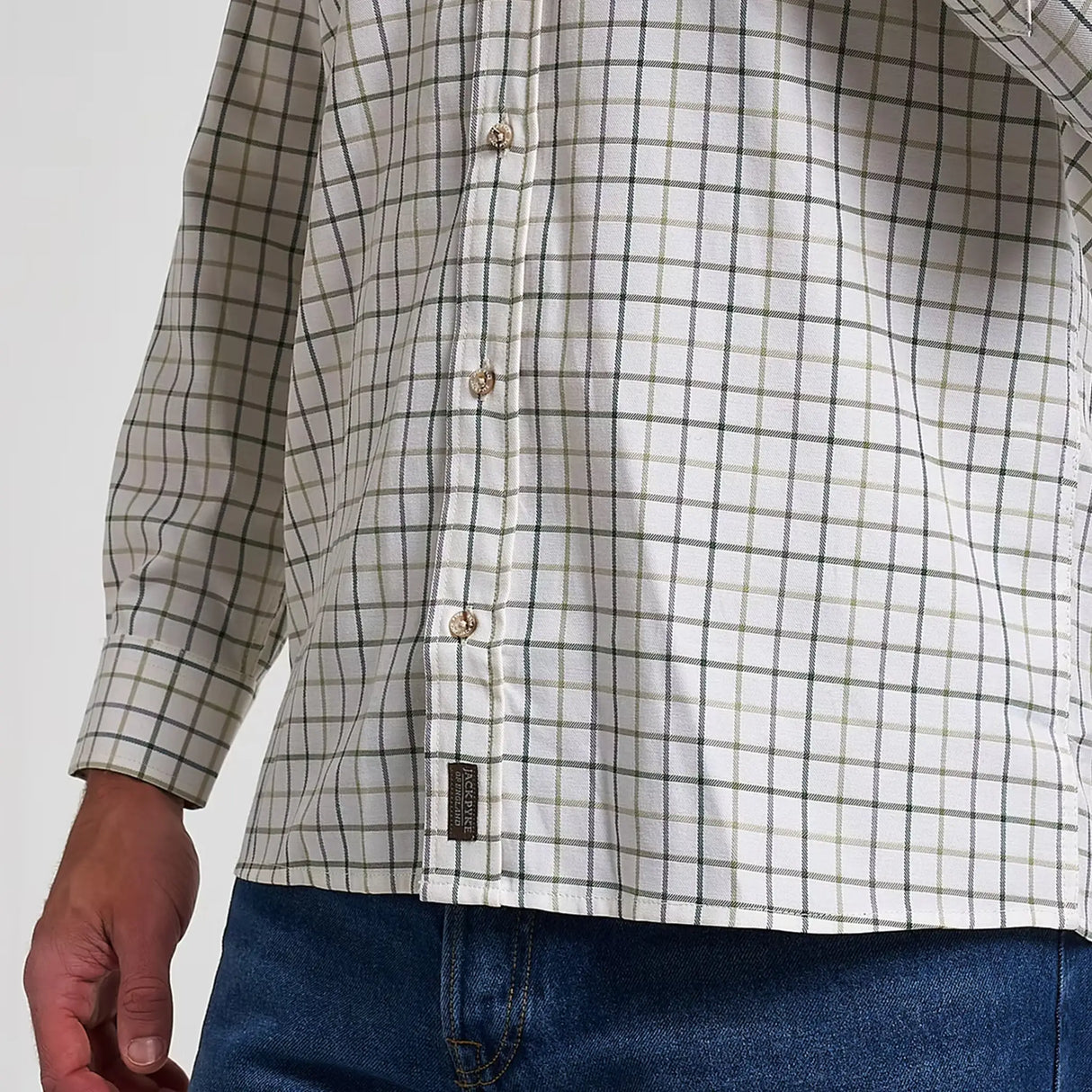 Jack Pyke Countryman Shirt in green check close up of hem