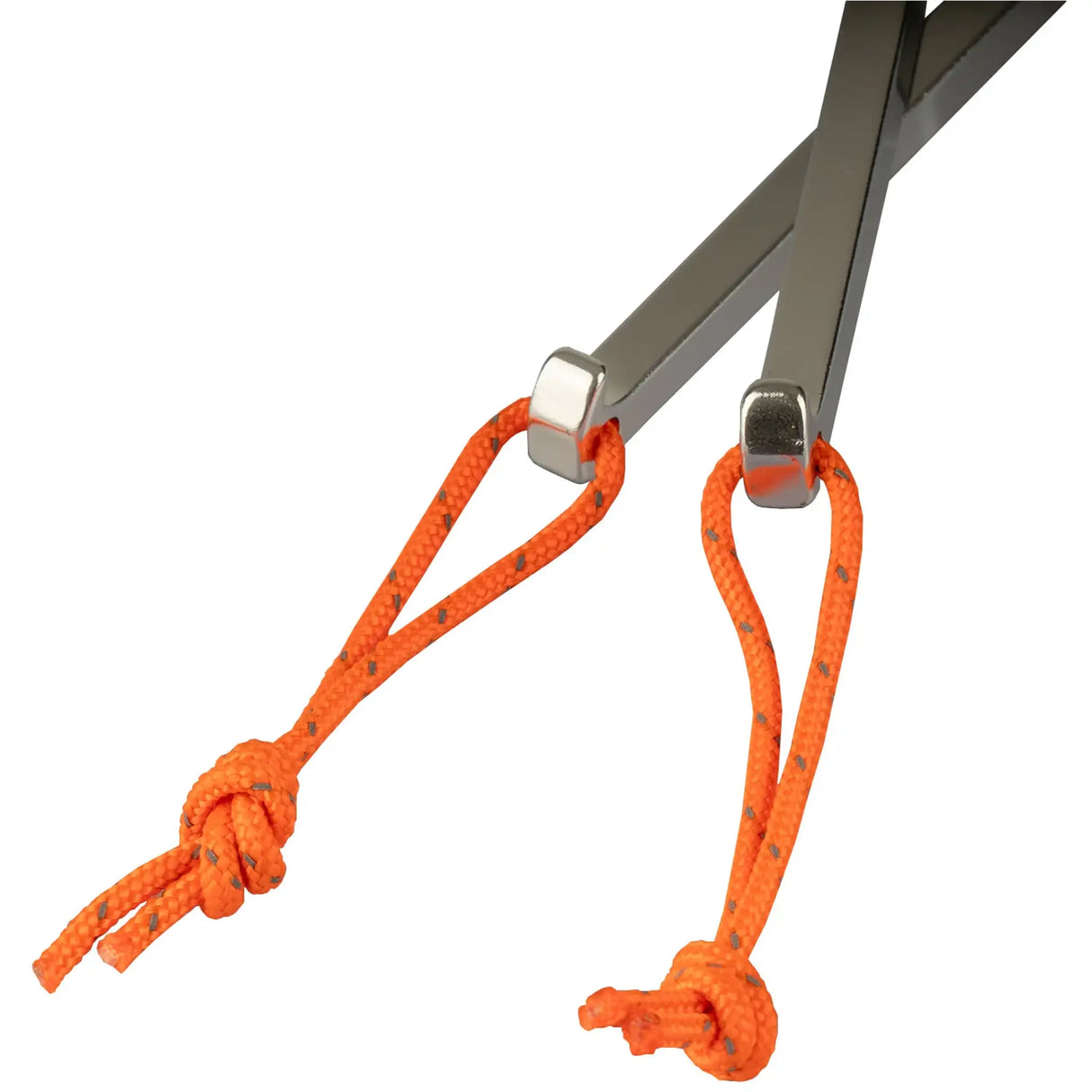 Highlander Dart Aluminium Tent Pegs - 16cm/6" - Pack of 5 - close up of cord pullers and attachment