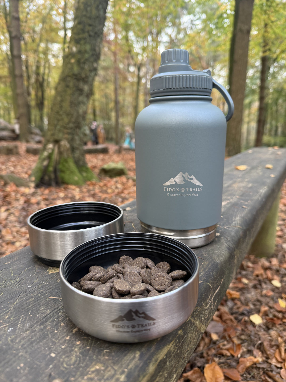 Fido's Trails 3-in-1 Dog Water Bottle | Portable Travel Bottle - Mountain Grey