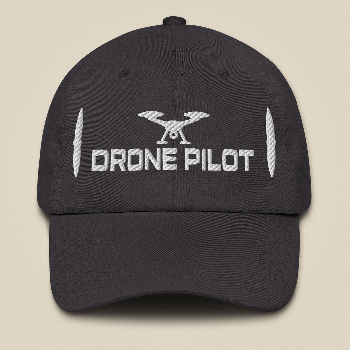 Task "Drone Pilot" cotton twill cap in Dark Grey, front view