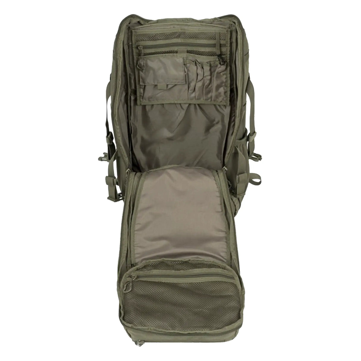 Highlander Eagle 3 Rucksack full opening main compartment in ranger green