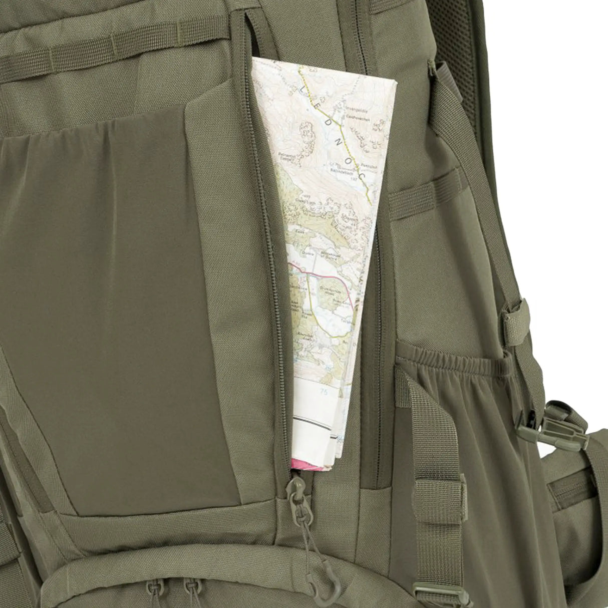 Highlander Eagle 3 Rucksack front document pocket in ranger green