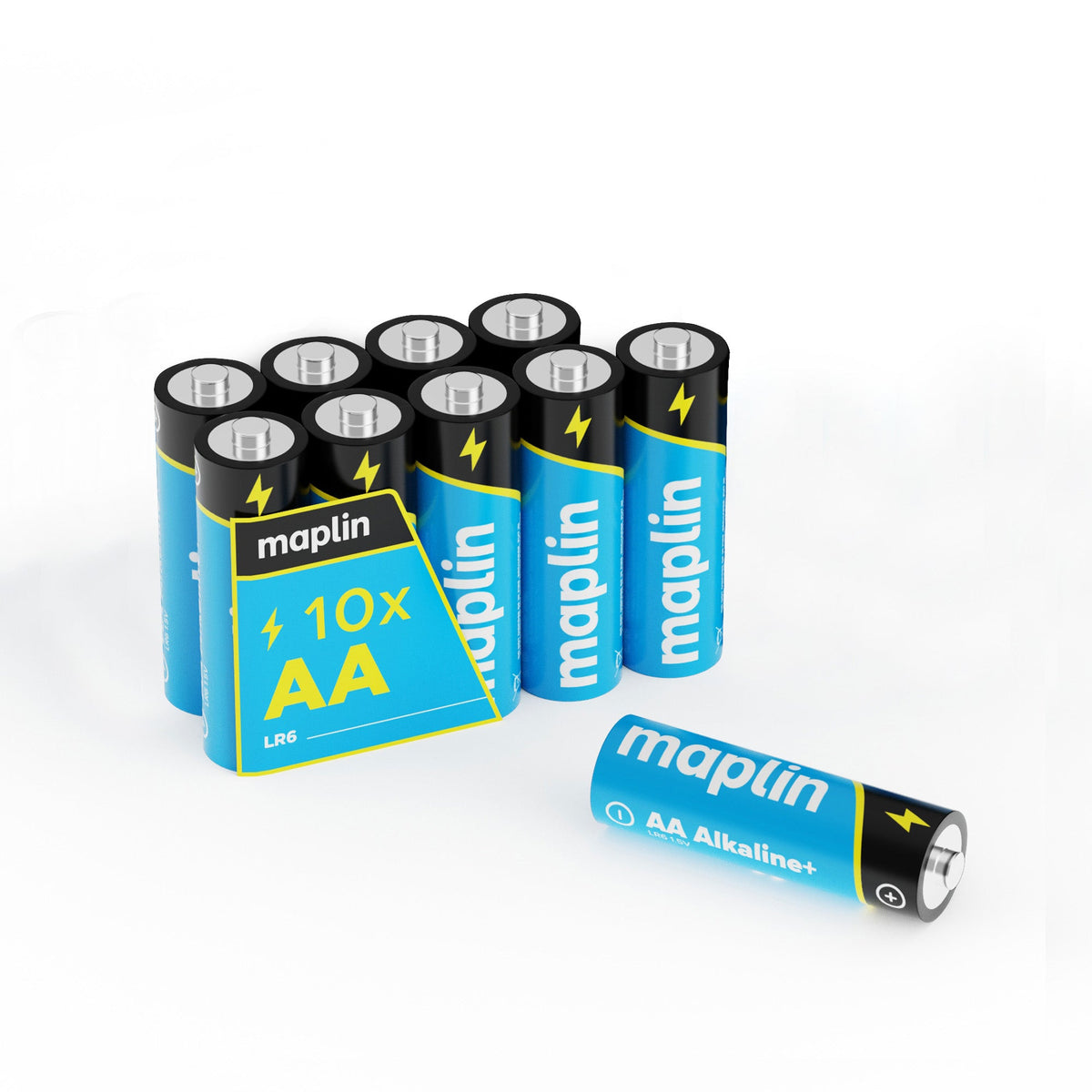 Maplin AA alkaline batteries, pack of 10 with one loose LR6 battery