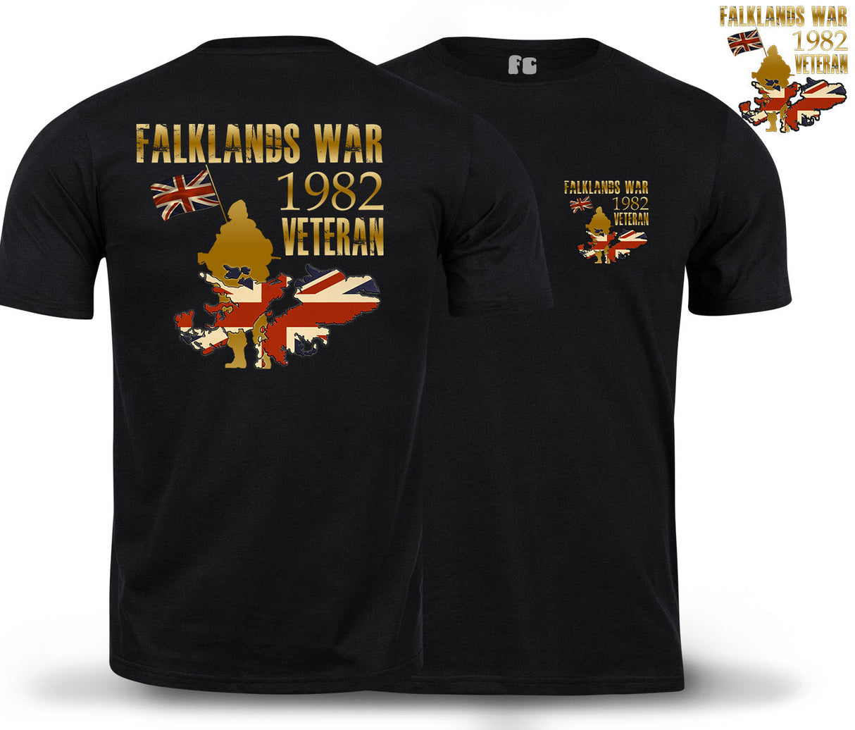 Falklands War Veteran Double Print T-Shirt - Black