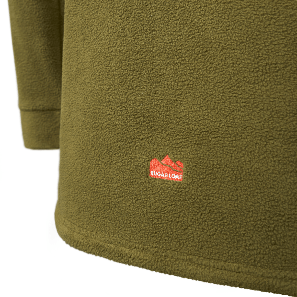 Sugar Loaf Shepherd Polar Fleece Hoodie in Khaki branding
