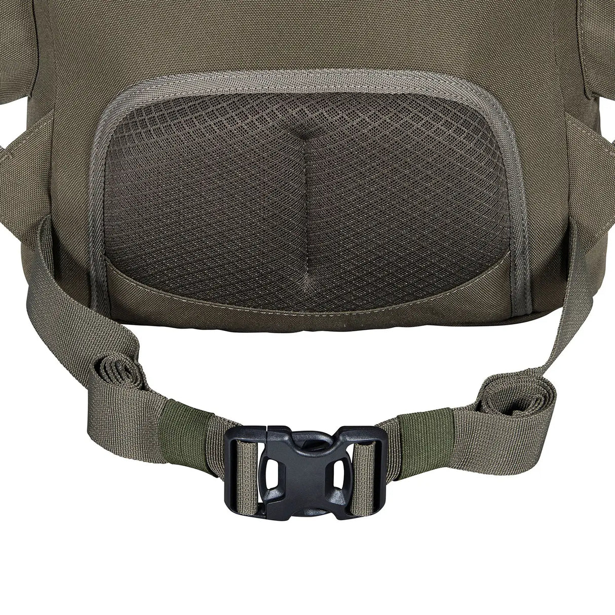 Highlander Forces Elite 44 Rucksack with 44L capacity in ranger green close up of waist belt on white background