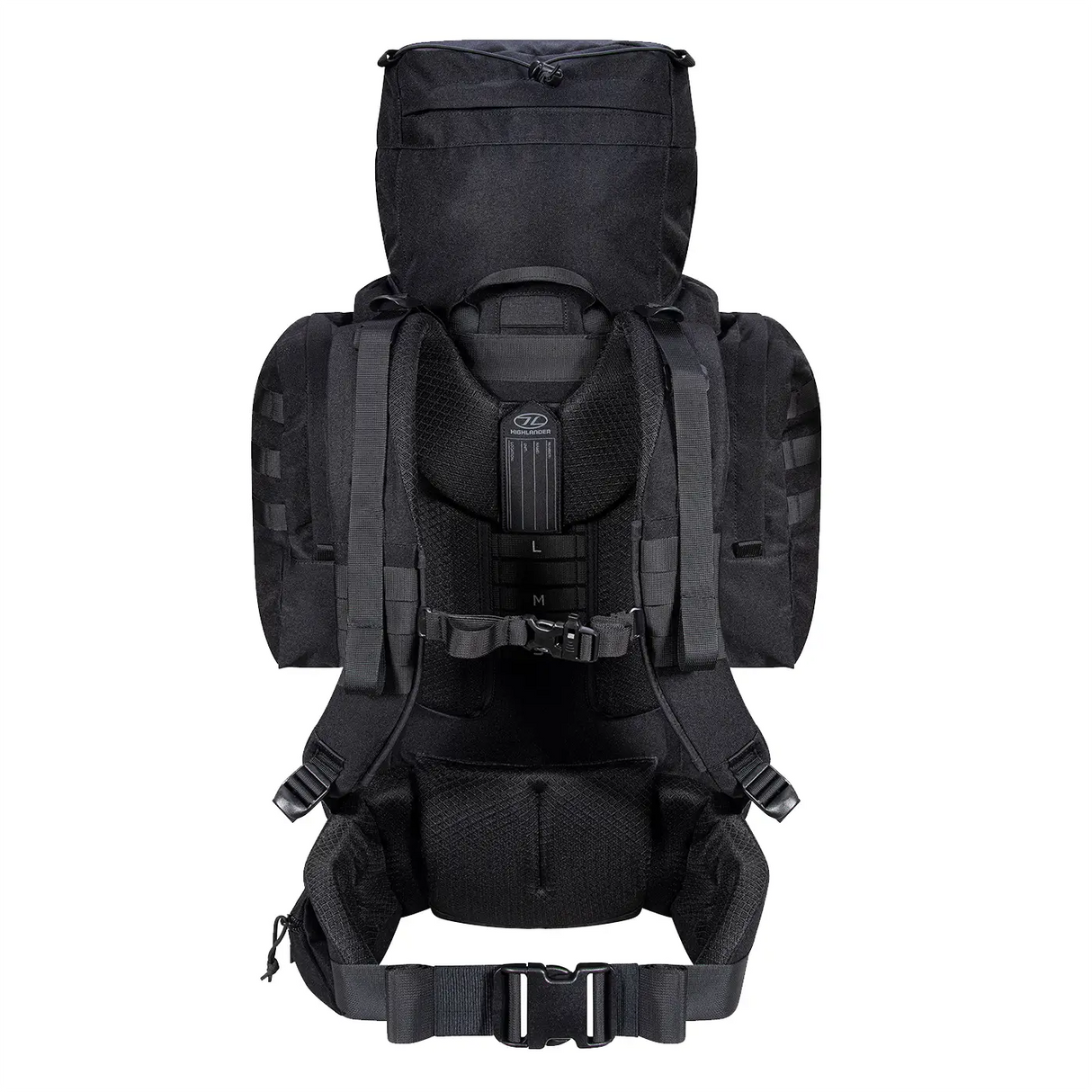 Highlander Forces Elite 66 Tactical Rucksack 66L in black from the rear