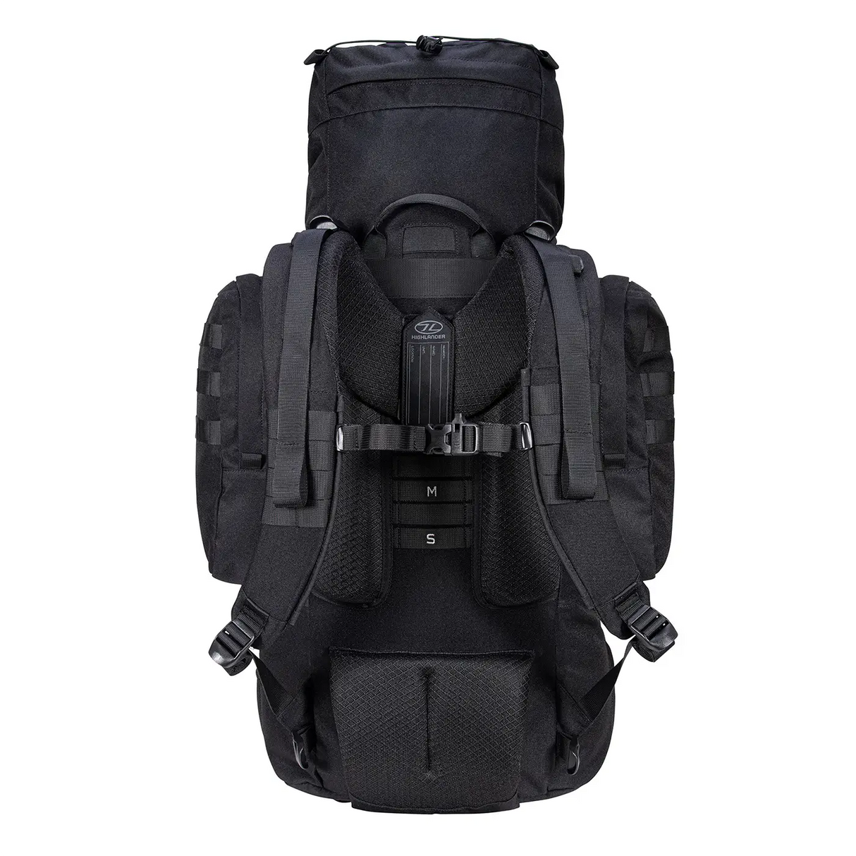Highlander Forces Elite 66 Tactical Rucksack 66L in black close up of the shoulder straps