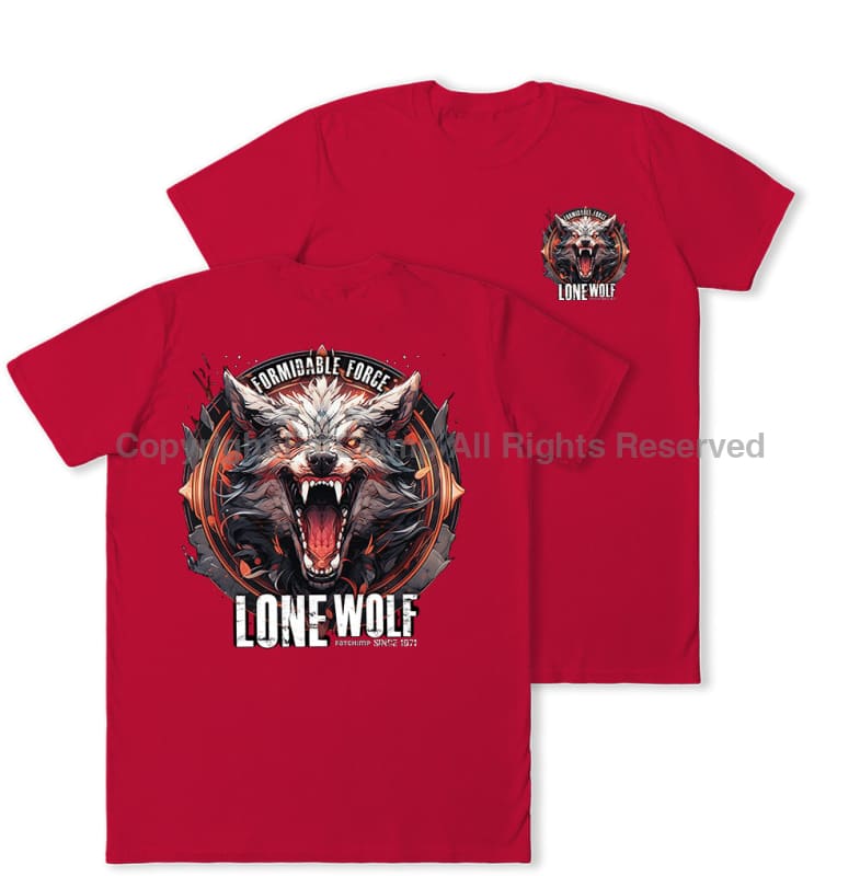 Formidable Force 'Lone Wolf' Double Printed T-Shirt - Red