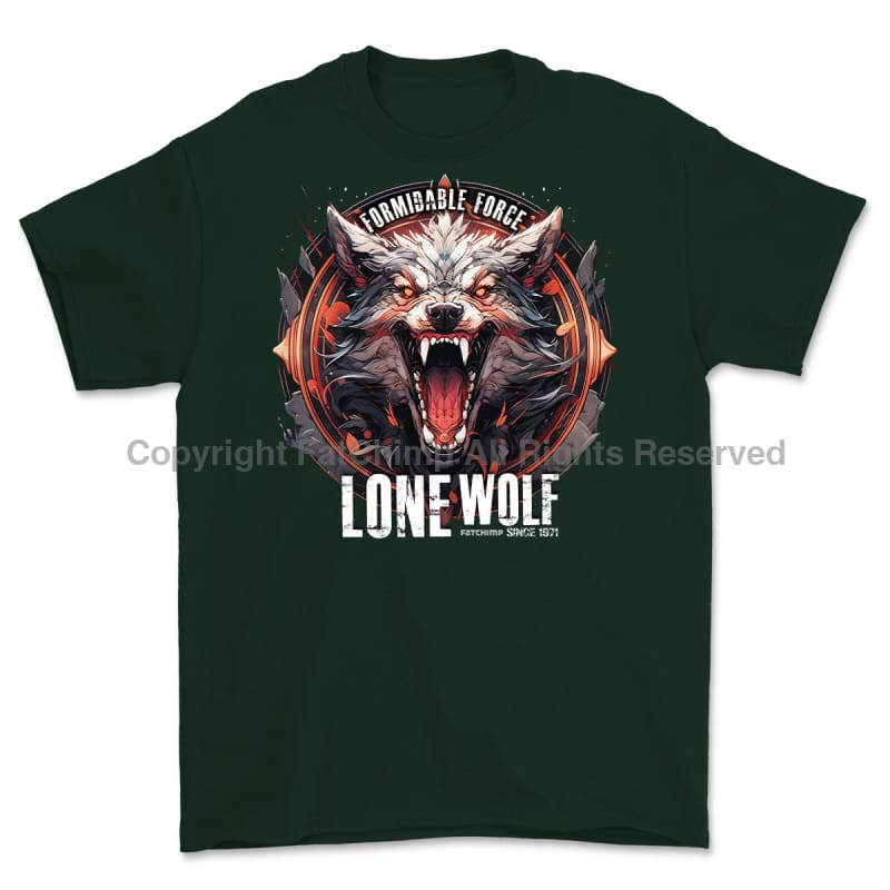 Formidable Force 'Lone Wolf' Printed T-Shirt - Commando Green