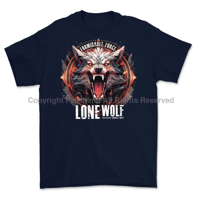 Formidable Force 'Lone Wolf' Printed T-Shirt - Navy Blue