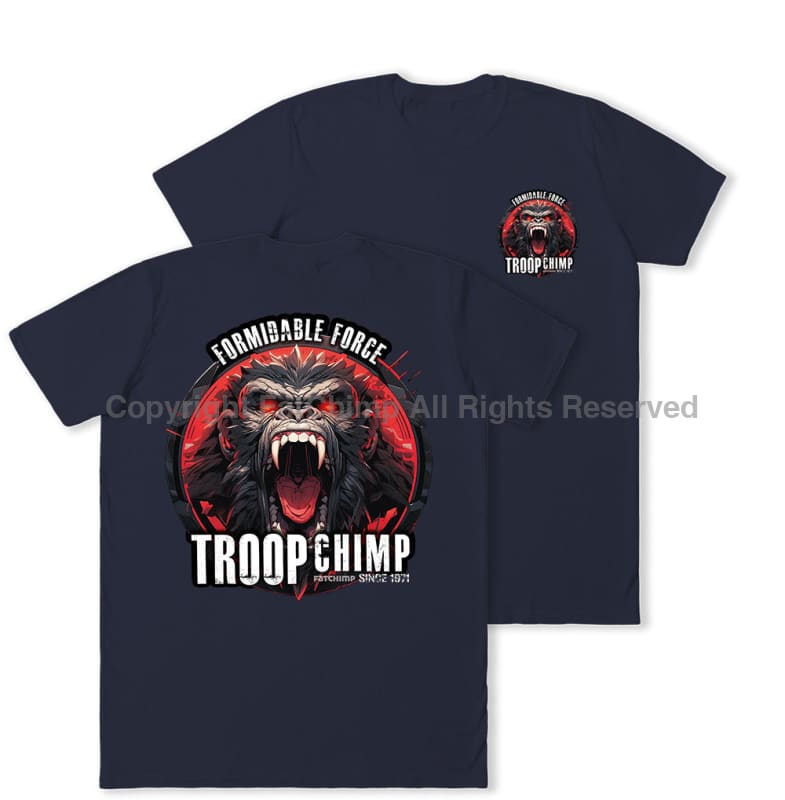 Formidable Force 'Troop Chimp' Double Printed T-Shirt - Navy Blue