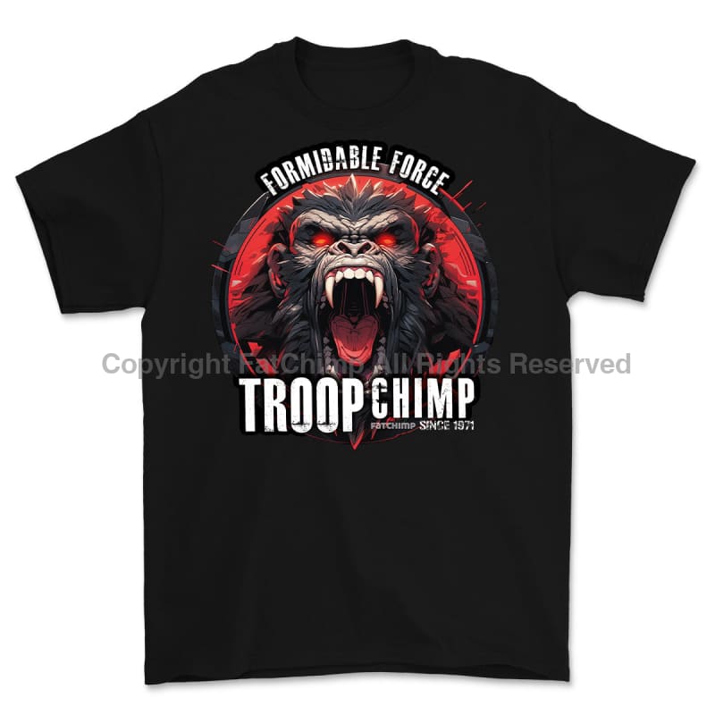 Formidable Force 'Troop Chimp' Printed T-Shirt - Black