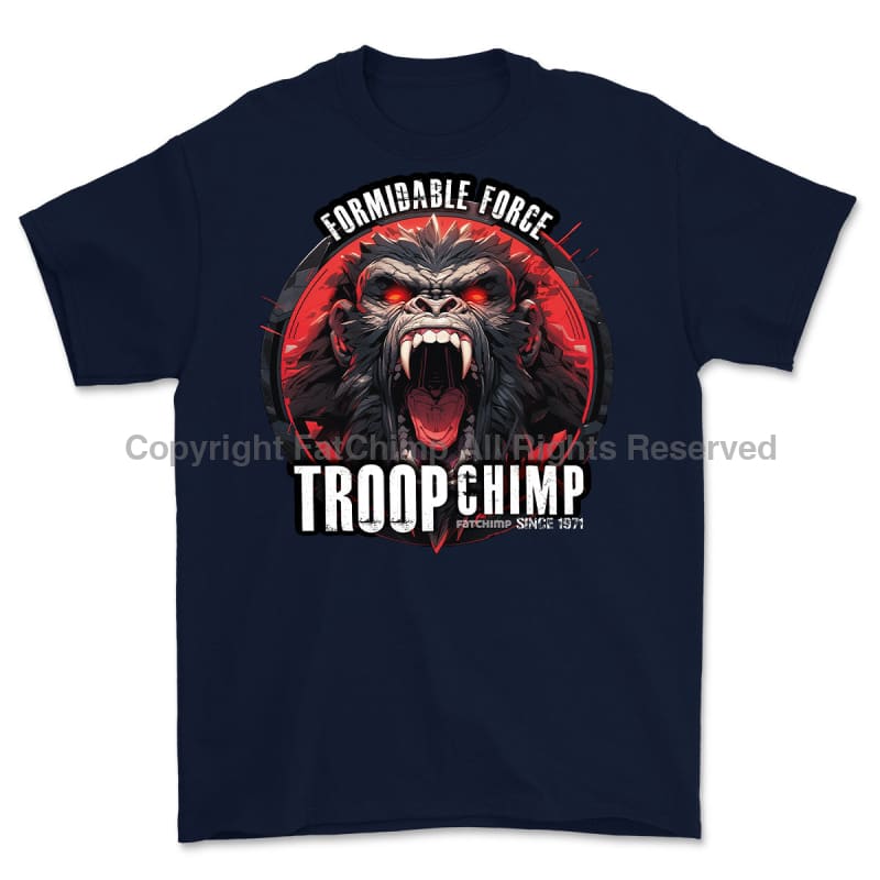 Formidable Force 'Troop Chimp' Printed T-Shirt - Navy Blue