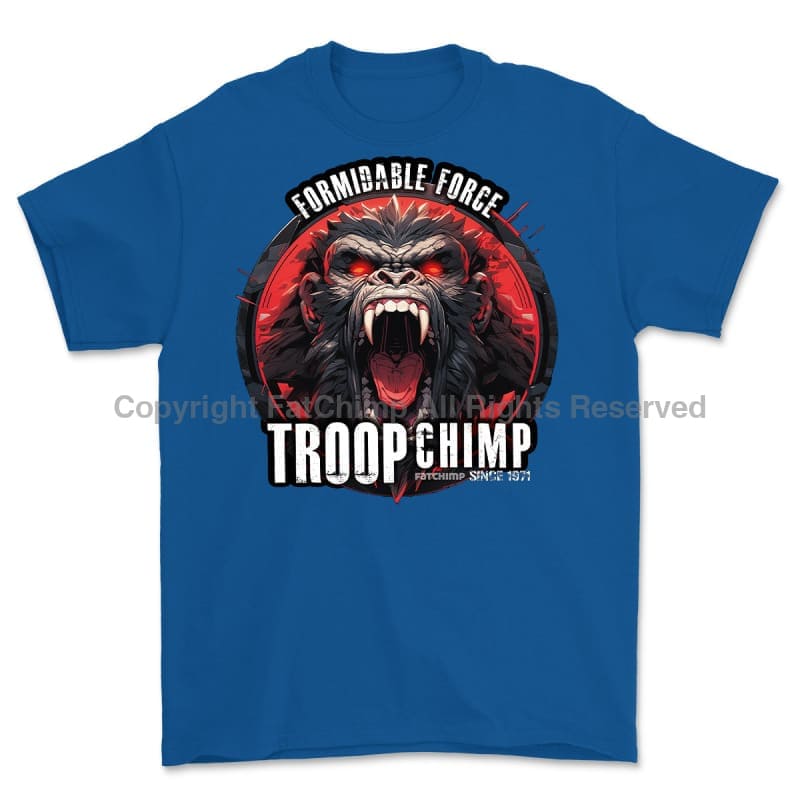 Formidable Force 'Troop Chimp' Printed T-Shirt - Royal Blue