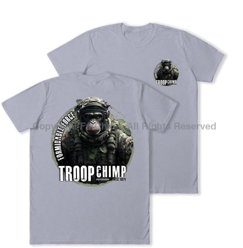 Formidable Force 'Troop Chimp QRF' Double Printed T-Shirt - Sports Grey