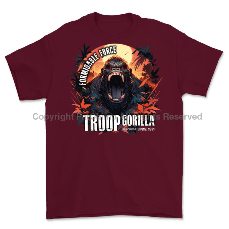 Formidable Force 'Troop Gorilla' Printed T-Shirt - Maroon