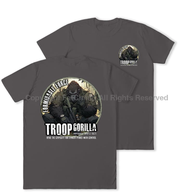 Formidable Force 'Troop Gorilla QRF' Double Printed T-Shirt - Charcoal