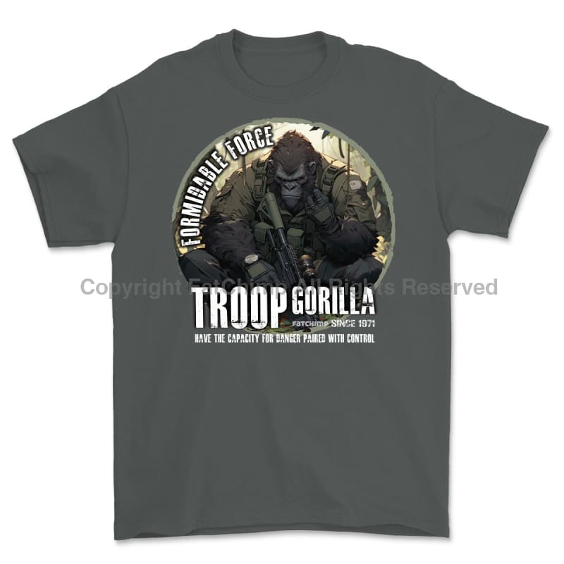 Formidable Force 'Troop Gorilla QRF' Printed T-Shirt - Charcoal