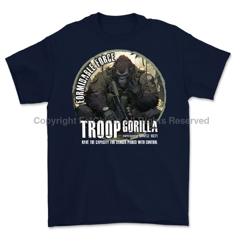 Formidable Force 'Troop Gorilla QRF' Printed T-Shirt - Navy Blue