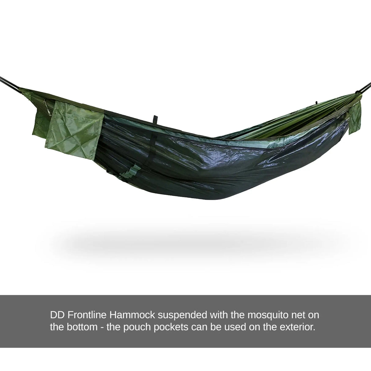DD Frontline Hammock in forest green on white background