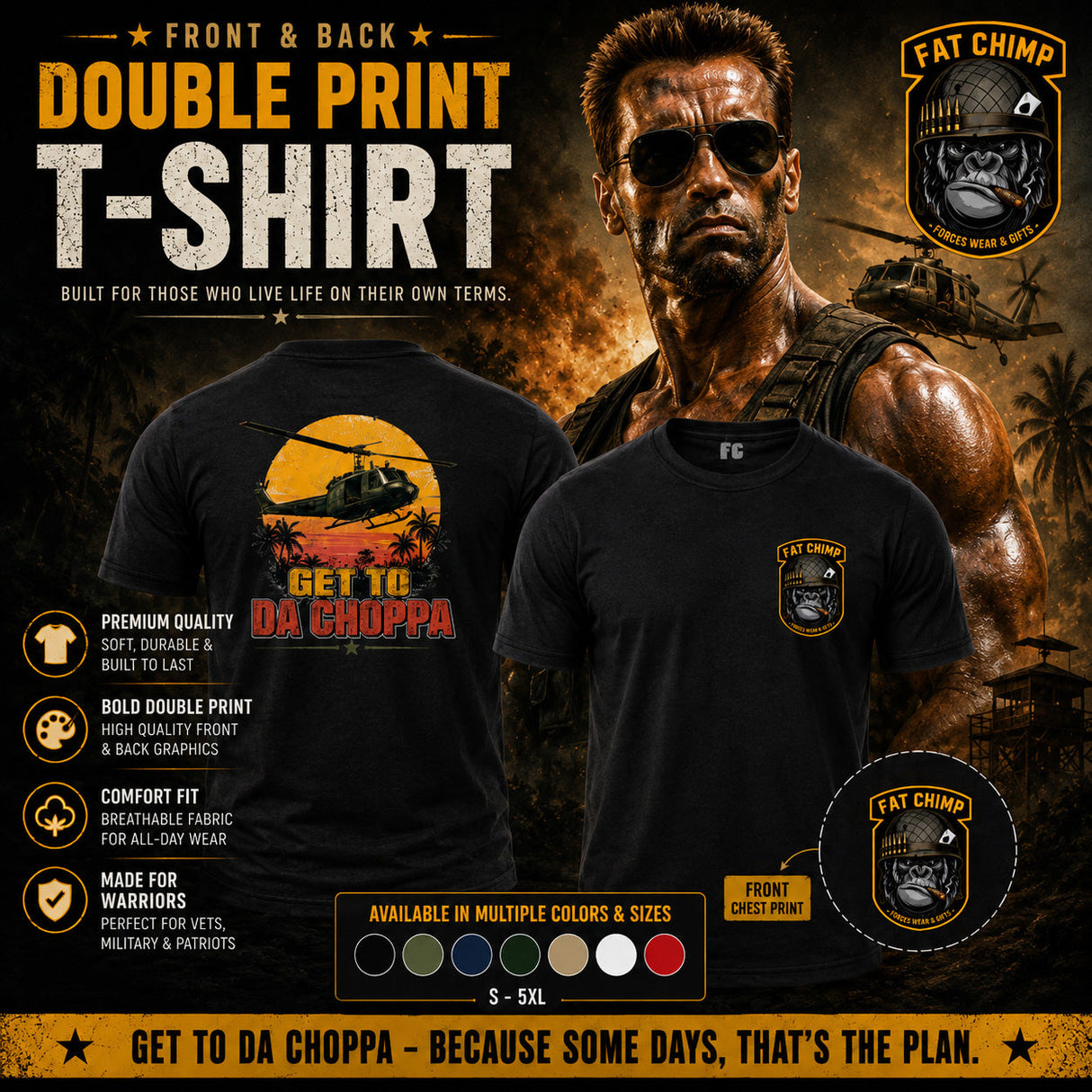 GET TO DA CHOPPER Double Print T-Shirt - Design