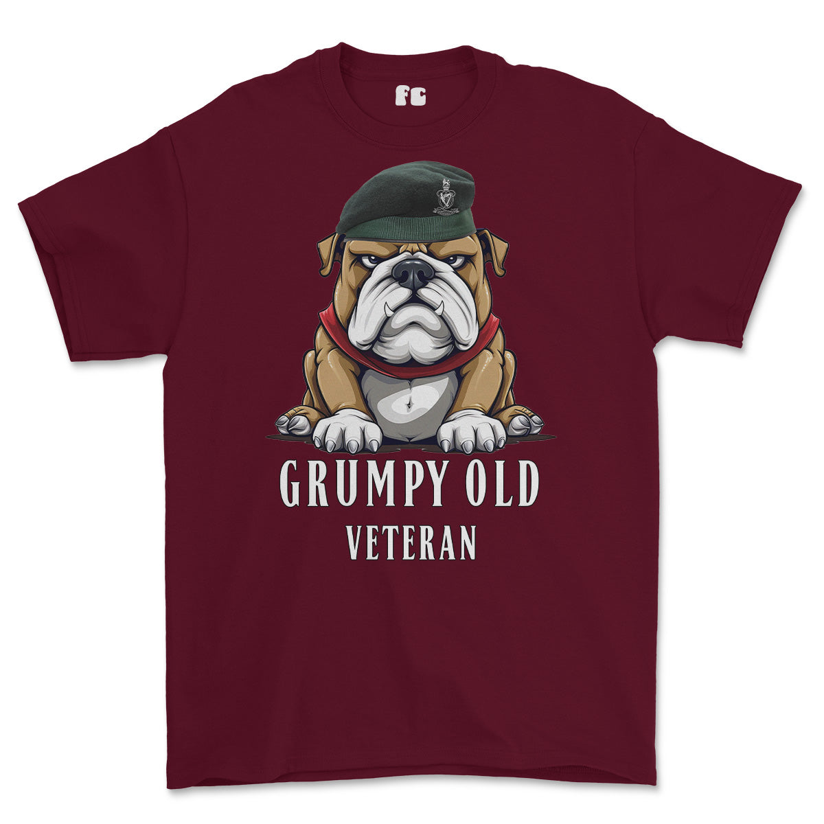 Grumpy Old Queens Royal Hussars Veteran Printed T-Shirt - Maroon