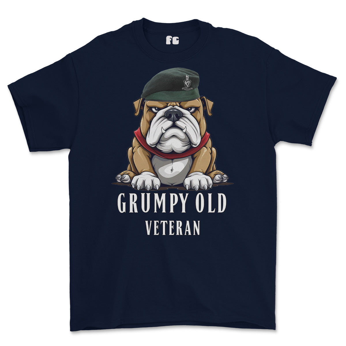 Grumpy Old Queens Royal Hussars Veteran Printed T-Shirt - Navy Blue