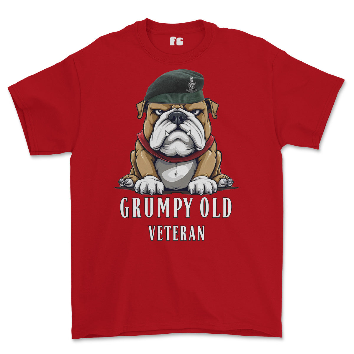 Grumpy Old Queens Royal Hussars Veteran Printed T-Shirt - Red