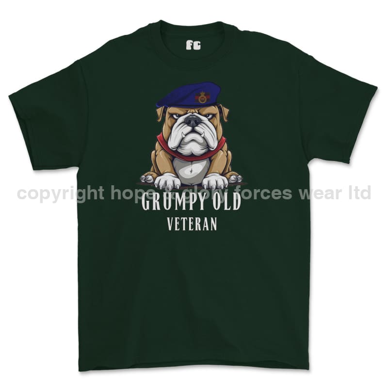 Grumpy Old Blues And Royals Veteran Printed T-Shirt - Commando Green