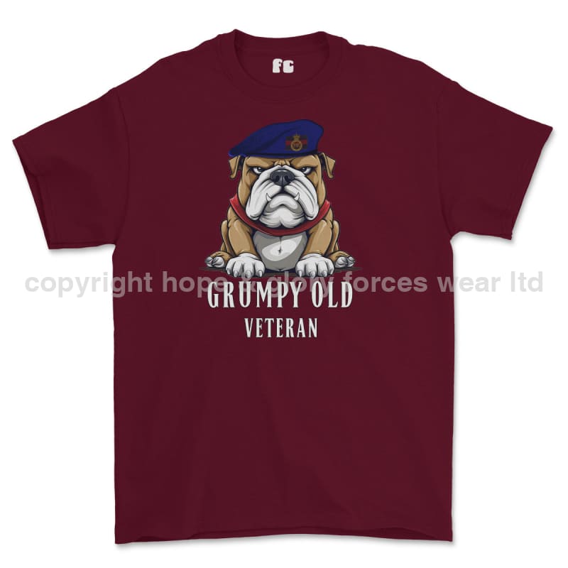 Grumpy Old Blues And Royals Veteran Printed T-Shirt - Maroon