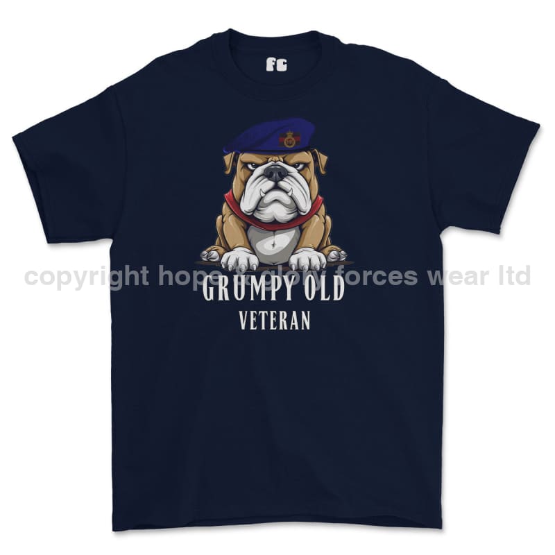 Grumpy Old Blues And Royals Veteran Printed T-Shirt - Navy Blue