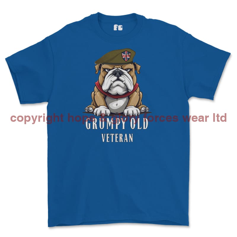 Grumpy Old British Veteran Printed T-Shirt - Royal Blue