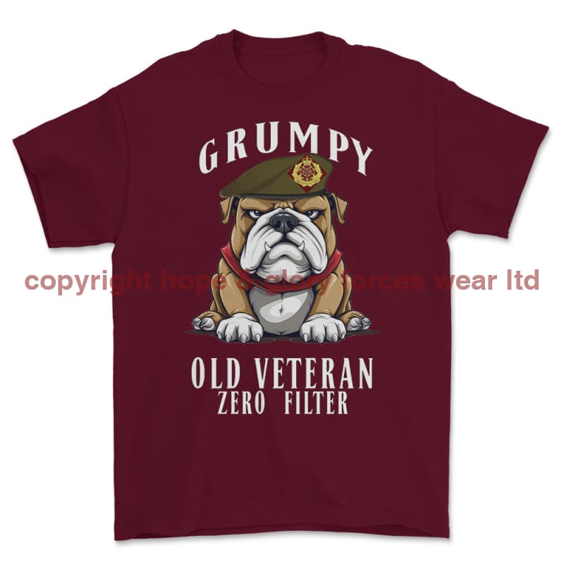 Grumpy Old Duke of Lancaster's Regiment Veteran Printed T-Shirt - Maroon