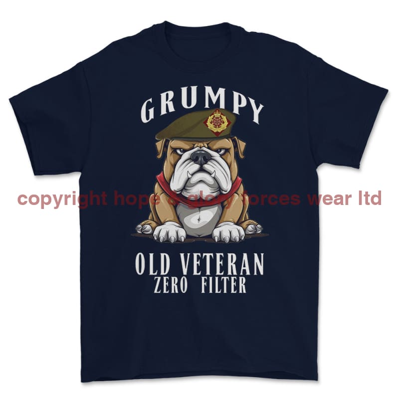 Grumpy Old Duke of Lancaster's Regiment Veteran Printed T-Shirt - Navy Blue