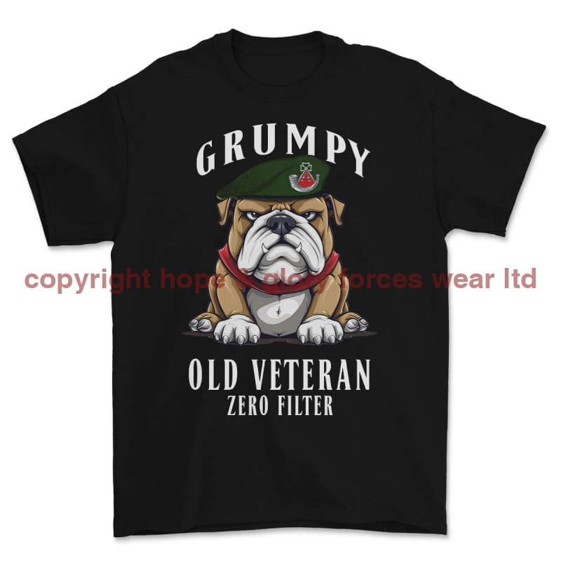 Grumpy Old Light Infantry Veteran Printed T-Shirt - Black