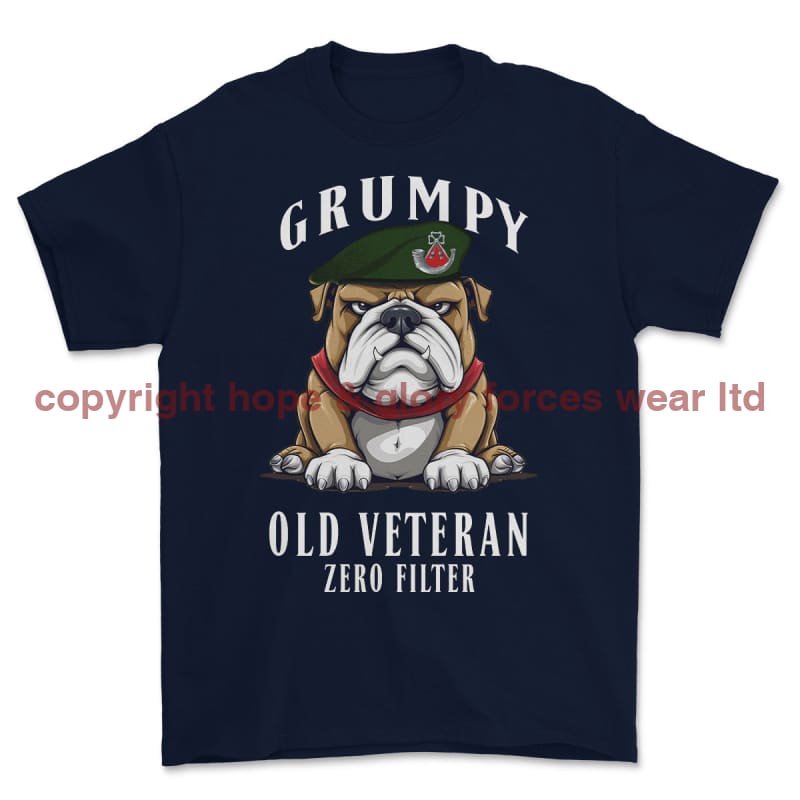 Grumpy Old Light Infantry Veteran Printed T-Shirt - Navy Blue