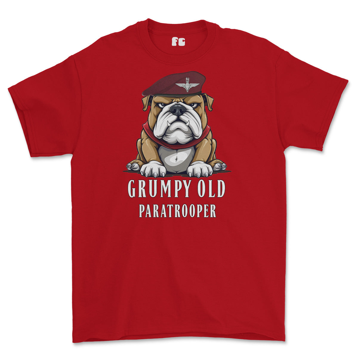Grumpy Old PARATROOPER Printed T-Shirt - Red