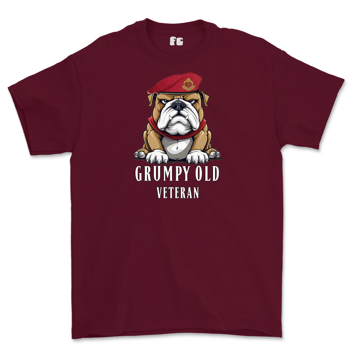 Grumpy Old Royal Military Police Veteran Printed T-Shirt - Maroon