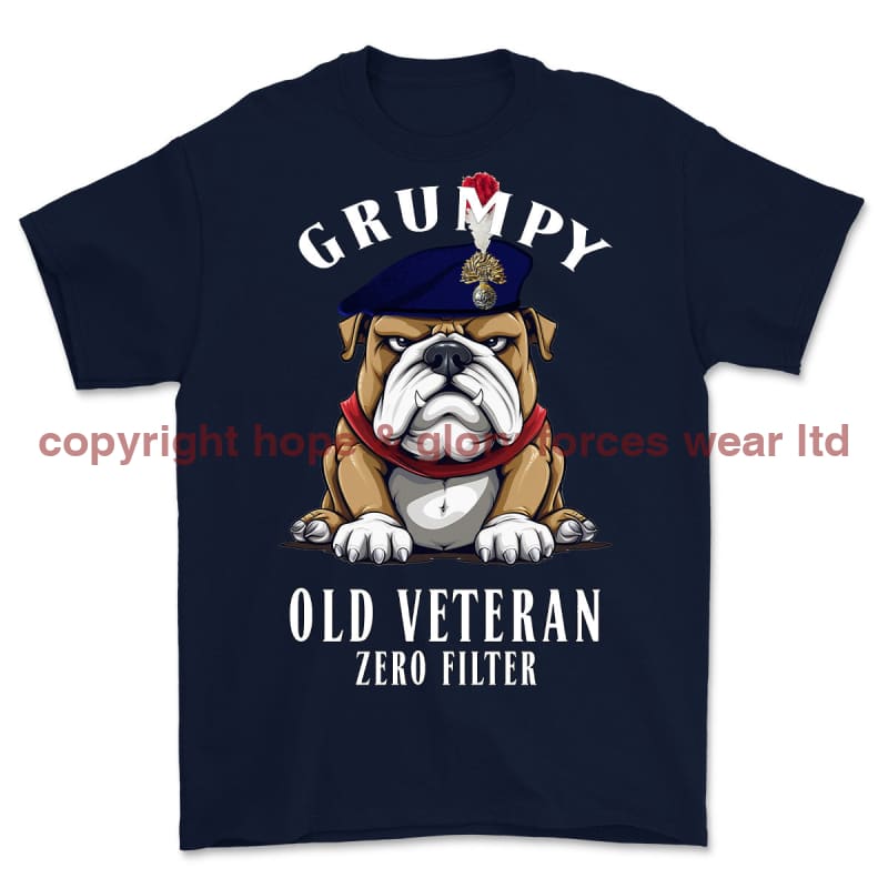 Grumpy Old Royal Fusilier Veteran Printed T-Shirt - Navy Blue