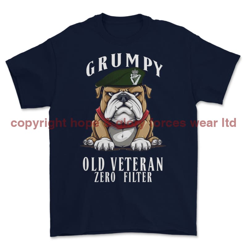 Grumpy Old Royal Irish Regiment Veteran Printed T-Shirt - Navy Blue