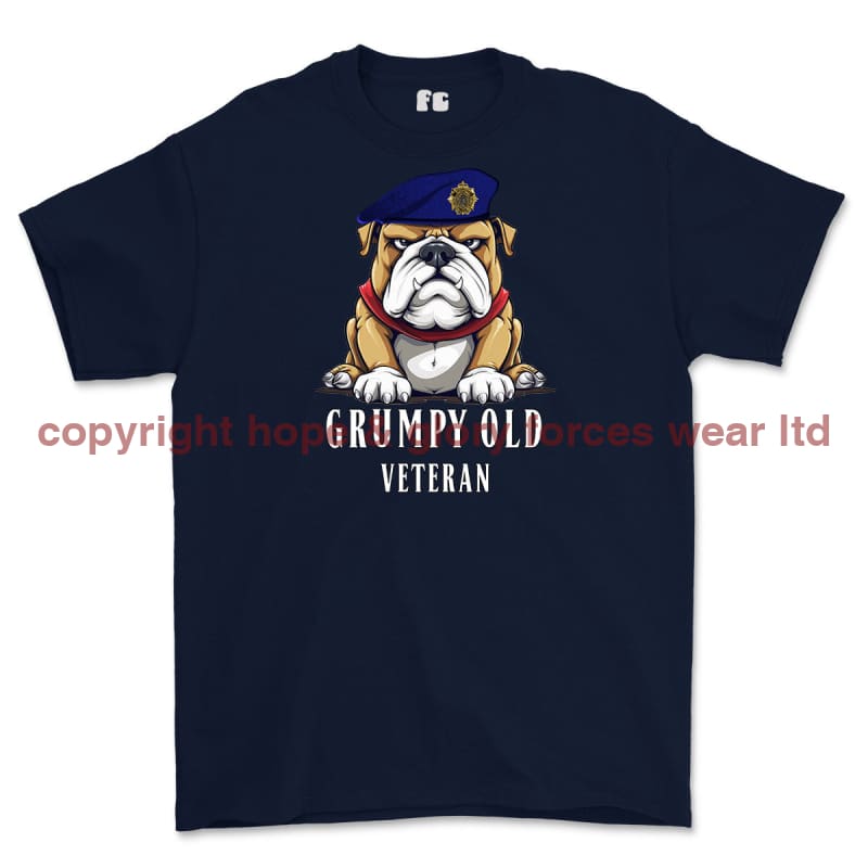 Grumpy Old Royal Logistic Corps Veteran Printed T-Shirt - Navy Blue