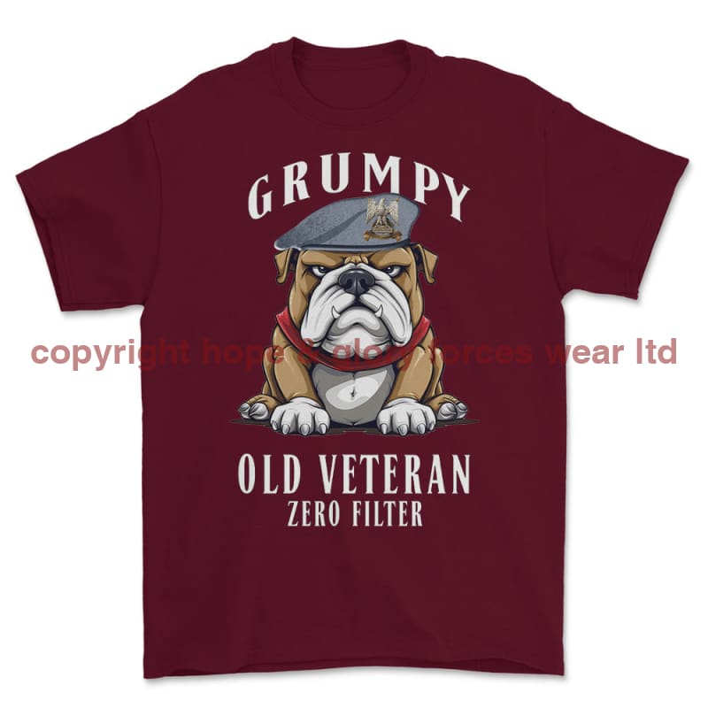 Grumpy Old Scots Dragoon Guards Veteran Printed T-Shirt - Maroon