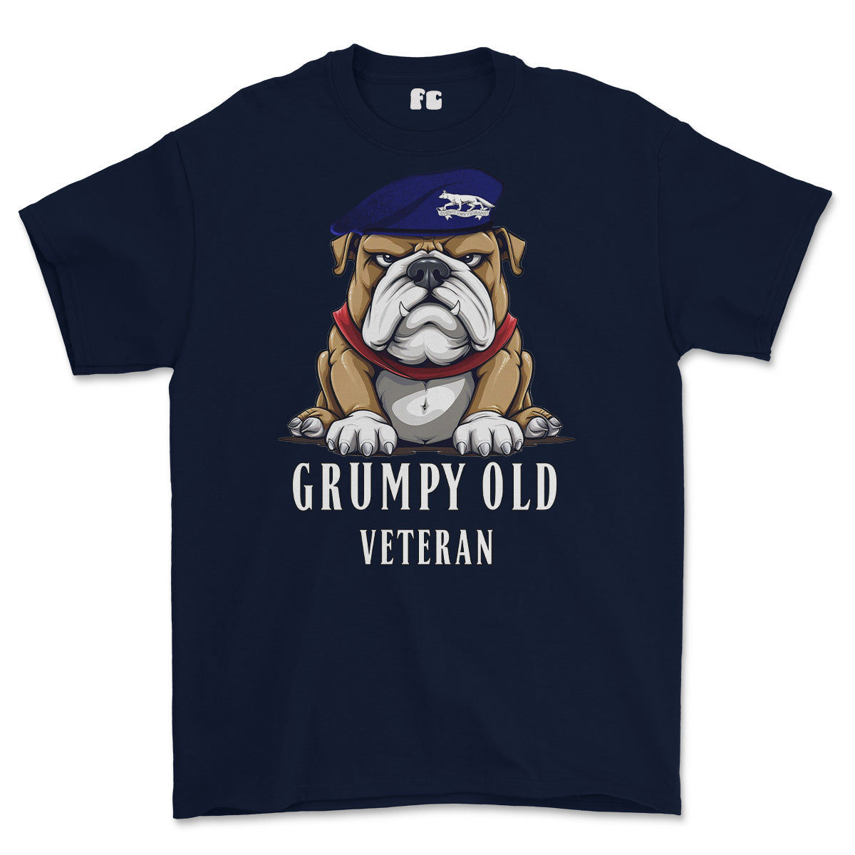 Grumpy Old Queens Own Yeomanry Veteran Printed T-Shirt - Navy Blue