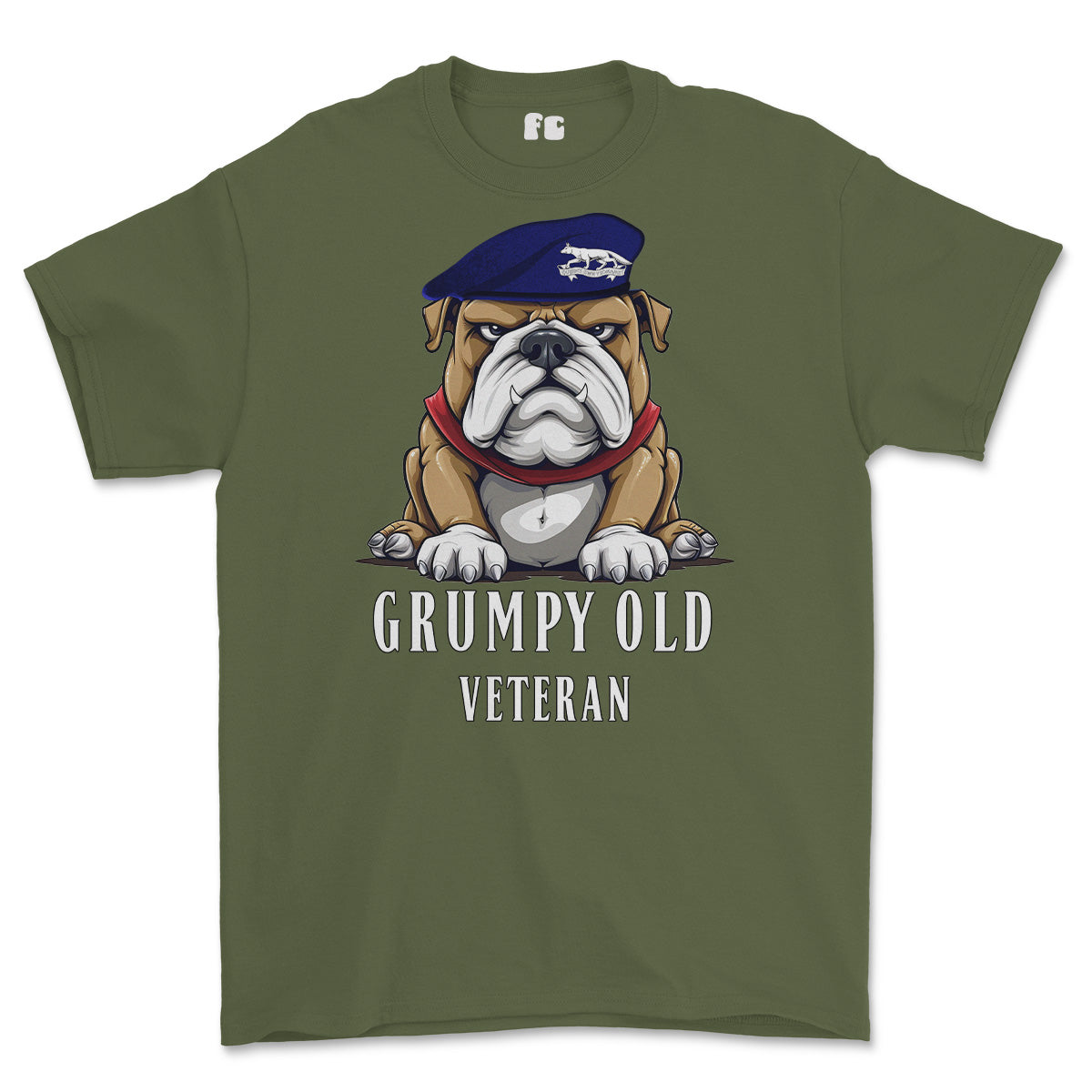 Grumpy Old Queens Own Yeomanry Veteran Printed T-Shirt - Olive Green