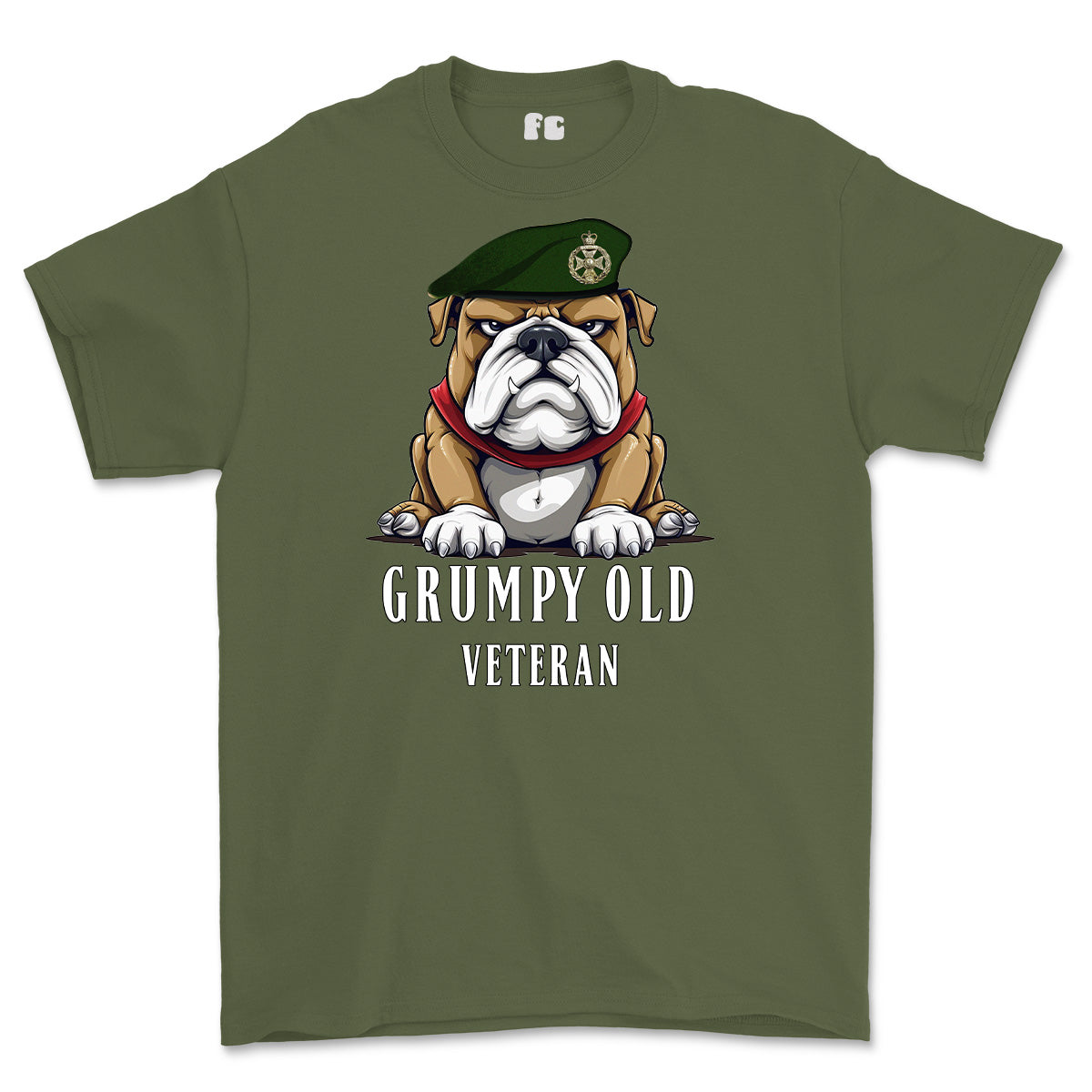 Grumpy Old Royal Green Jackets Veteran Printed T-Shirt - Olive Green