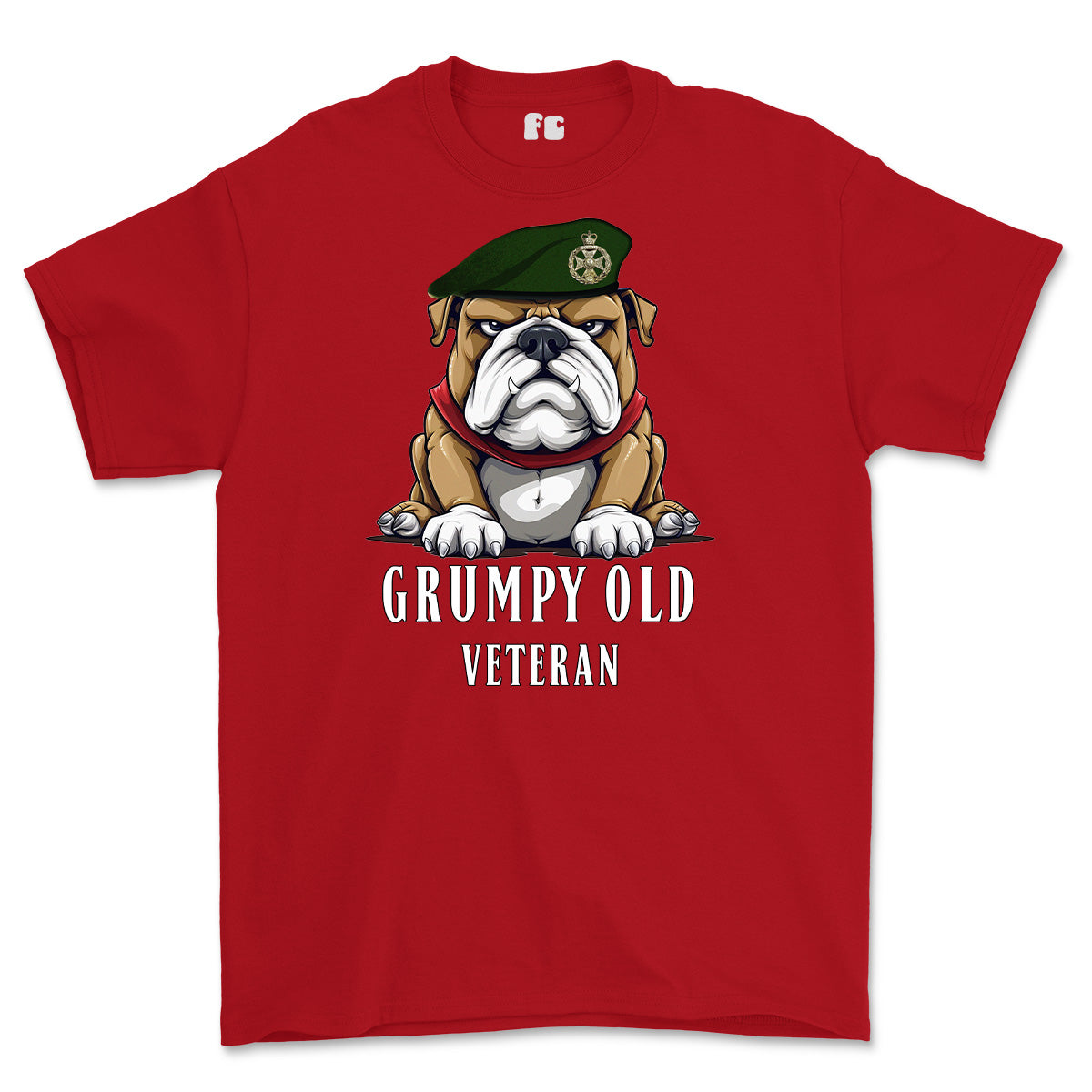 Grumpy Old Royal Green Jackets Veteran Printed T-Shirt - Red